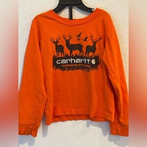 Carhartt Kids Orange Outdoor Division Long Sleeve Tee with Deer Graphic